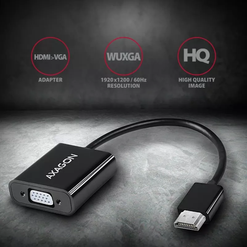 Adaptador Axagon RVH-VGAN HDMI -> VGA FullHD, 1920x1200, salida de audio, alimentación