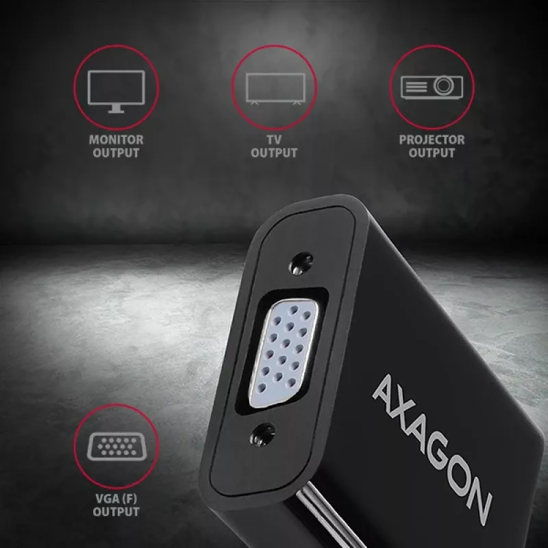 Adaptador Axagon RVH-VGAN HDMI -> VGA FullHD, 1920x1200, salida de audio, alimentación