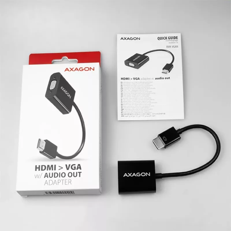 Adaptador Axagon RVH-VGAN HDMI -> VGA FullHD, 1920x1200, salida de audio, alimentación
