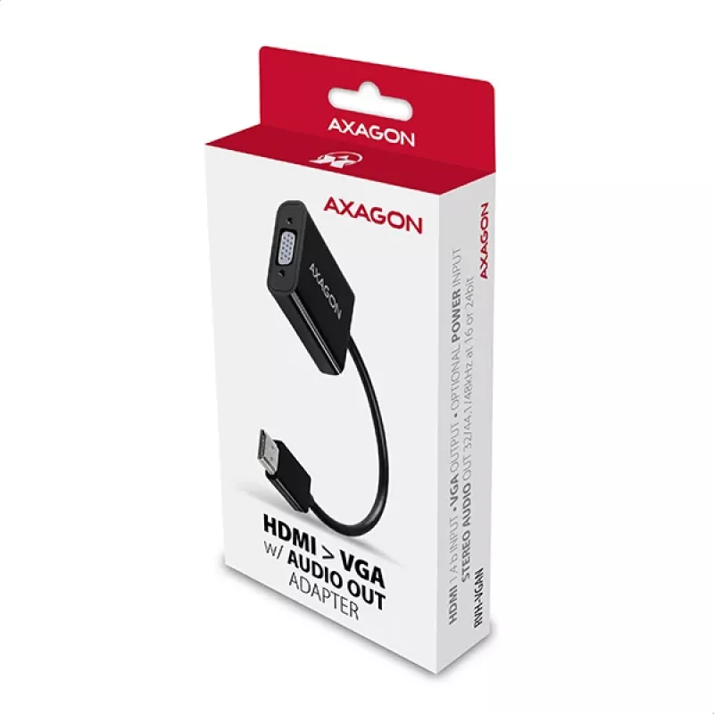 Adaptador Axagon RVH-VGAN HDMI -> VGA FullHD, 1920x1200, salida de audio, alimentación