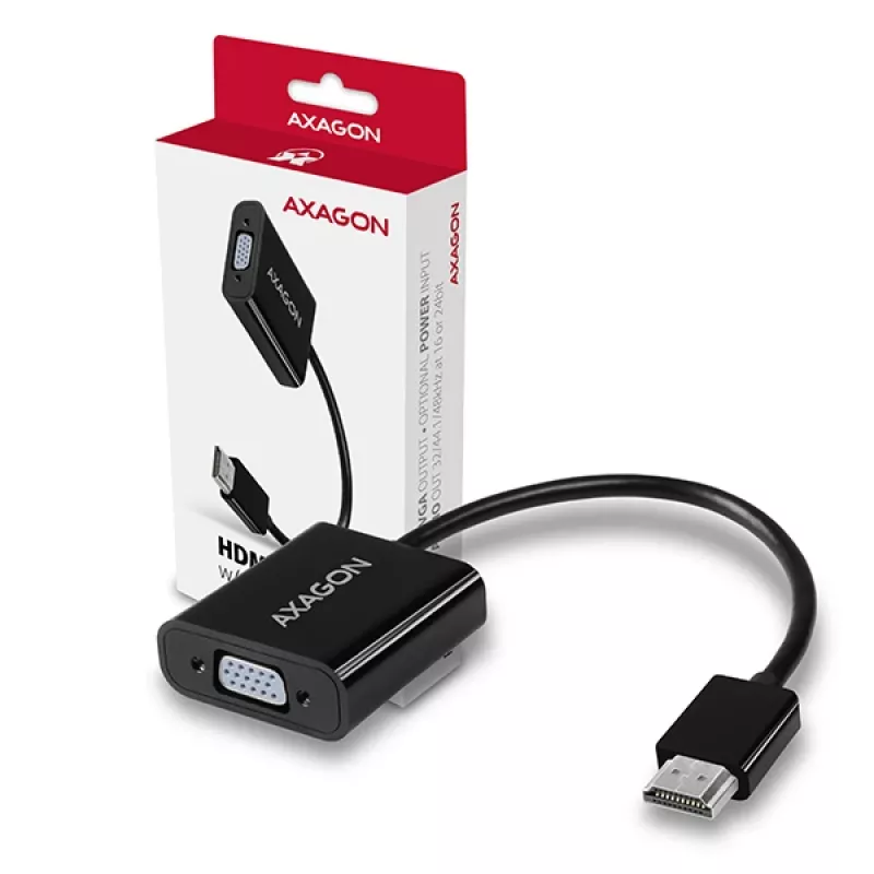 Adaptador Axagon RVH-VGAN HDMI -> VGA FullHD, 1920x1200, salida de audio, alimentación