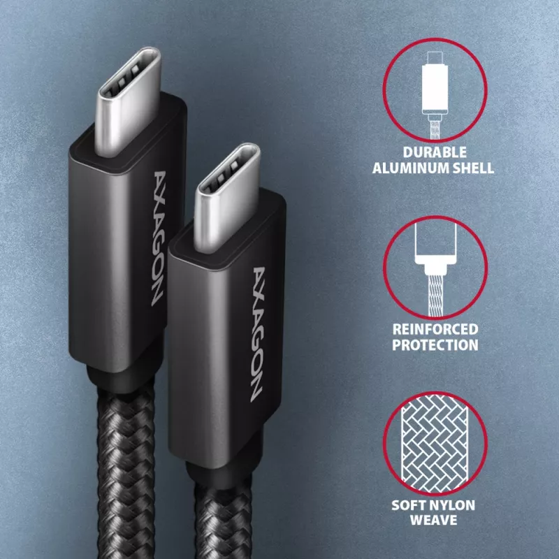Cable Axagon BUCM32-CM10AB SPEED+ USB-C USB 20Gbps/100W 1 m