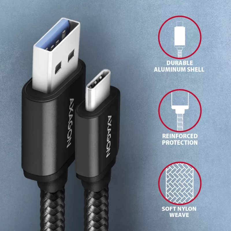Cable Axagon BUCM3-AM20AB SPEED USB-C <> USB-A 3.2 Gen 1 2 m