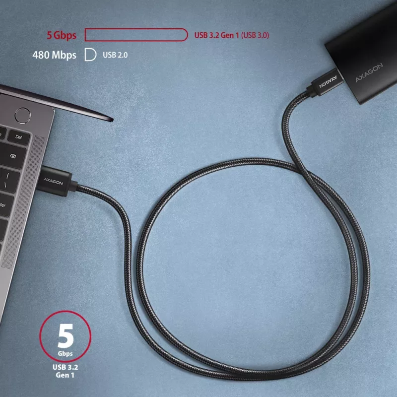 Cable Axagon BUCM3-AM20AB SPEED USB-C <> USB-A 3.2 Gen 1 2 m