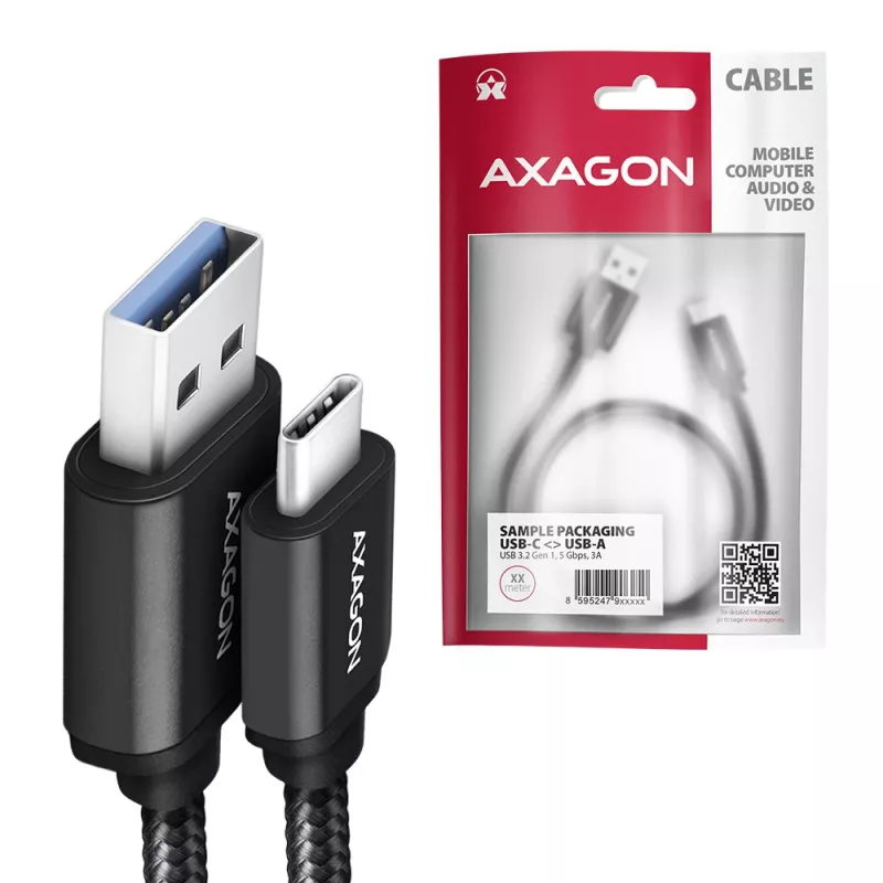 Cable Axagon BUCM3-AM20AB SPEED USB-C <> USB-A 3.2 Gen 1 2 m