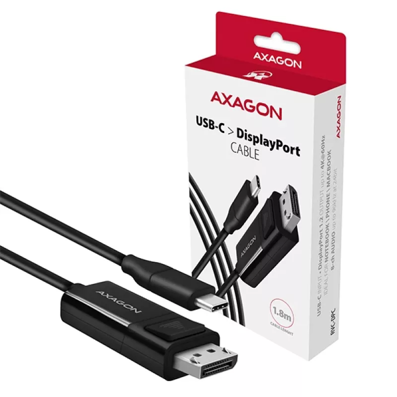 Cable Axagon RVC-DPC USB-C -> DisplayPort 1,8m 4K/60Hz