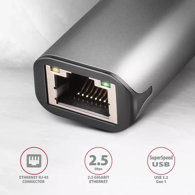 AXAGON ADE-25R adaptador USB-A 3.2 Gen 1 a 2,5 Gigabit Ethernet, gris