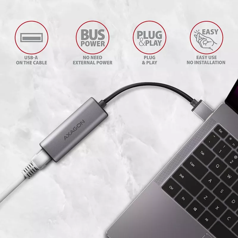 AXAGON ADE-25R adaptador USB-A 3.2 Gen 1 a 2,5 Gigabit Ethernet, gris