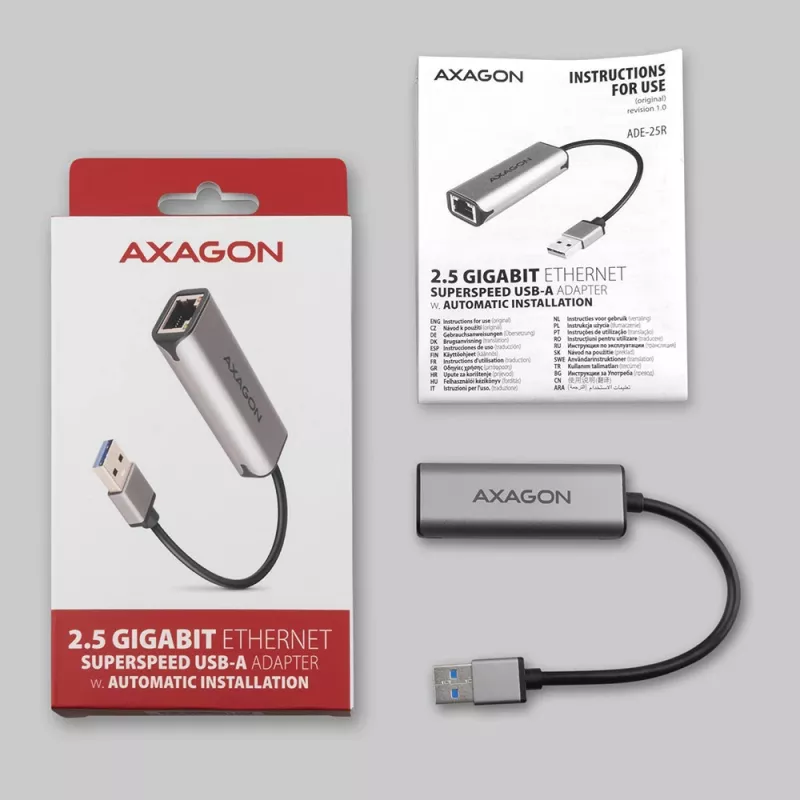 AXAGON ADE-25R adaptador USB-A 3.2 Gen 1 a 2,5 Gigabit Ethernet, gris
