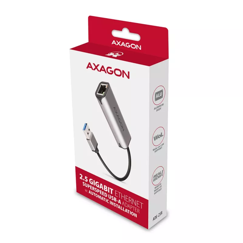 AXAGON ADE-25R adaptador USB-A 3.2 Gen 1 a 2,5 Gigabit Ethernet, gris