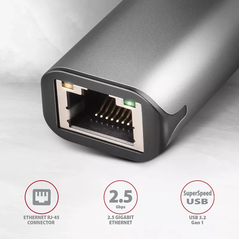 Adaptador Ethernet 2,5 Gigabit Axagon ADE-25RC SuperSpeed USB-C