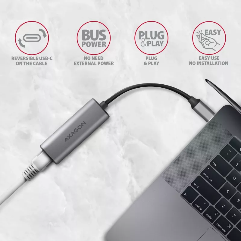 Adaptador Ethernet 2,5 Gigabit Axagon ADE-25RC SuperSpeed USB-C