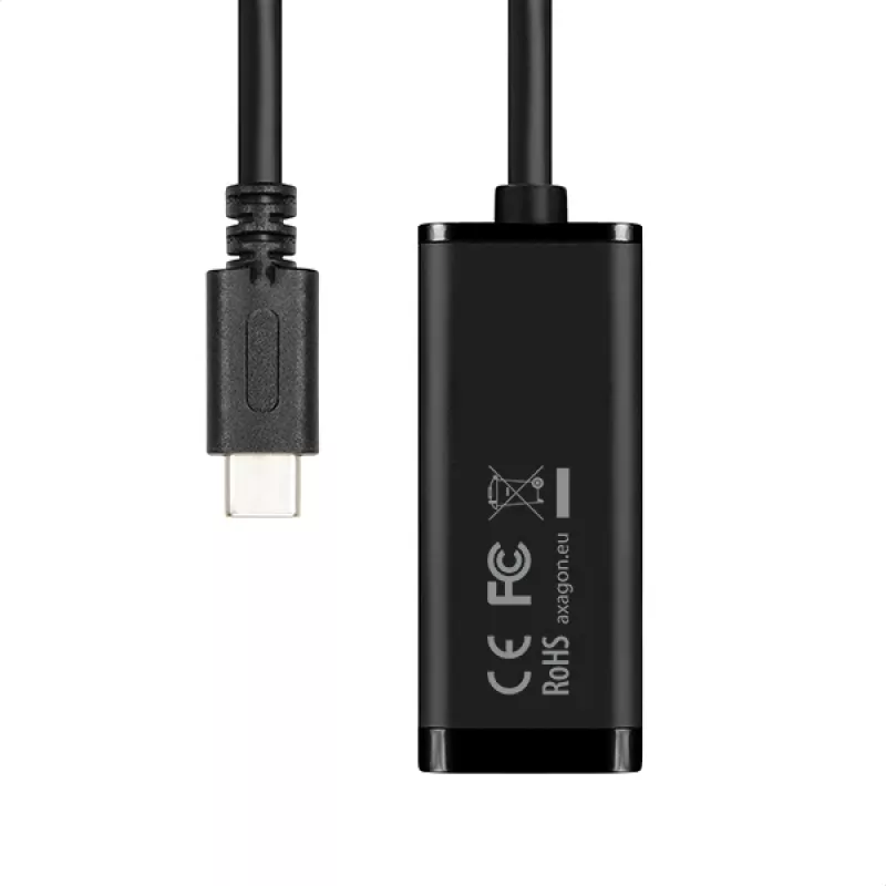 Adaptador Ethernet Gigabit Axagon ADE-SRC USB-C, por cable, USB Type-C, Ethernet, 1000 Mbit/s, negro