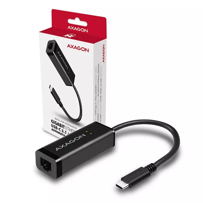Adaptador Ethernet Gigabit Axagon ADE-SRC USB-C, por cable, USB Type-C, Ethernet, 1000 Mbit/s, negro