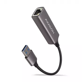 AXAGON USB 3.2 Gen 1 Type-A a Gigabit Ethernet Adaptador ADE-TR — 10/100/1000 Mbps, Metal gris titanio, 5000 Mbit/s