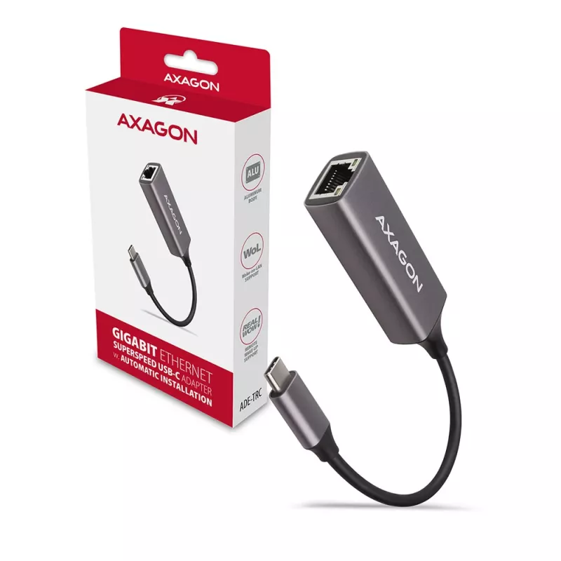 AXAGON ADE-TRC adaptador USB-C Gigabit Ethernet, 10/100/1000, Titan Grey