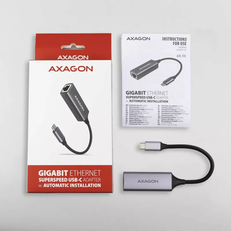 AXAGON ADE-TRC adaptador USB-C Gigabit Ethernet, 10/100/1000, Titan Grey