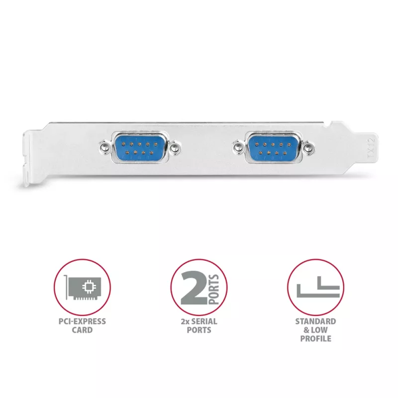 Axagon PCEA-S2N PCIe - 2x serie Schn. 250 kbps Adaptador con SP & LP