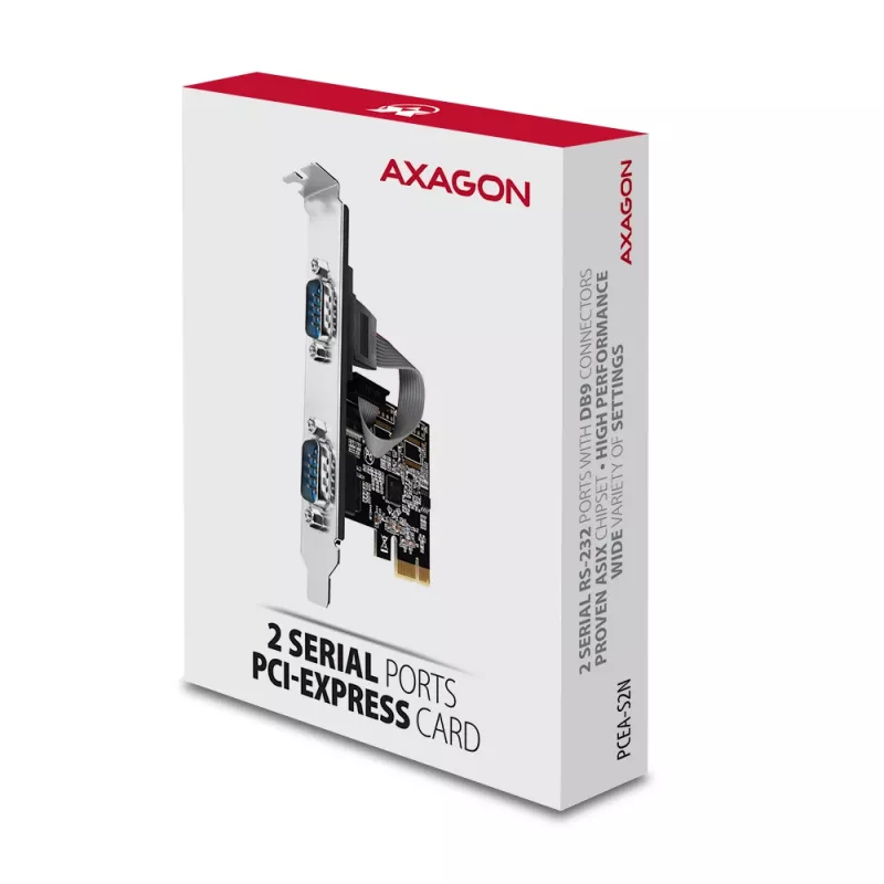 Axagon PCEA-S2N PCIe - 2x serie Schn. 250 kbps Adaptador con SP & LP
