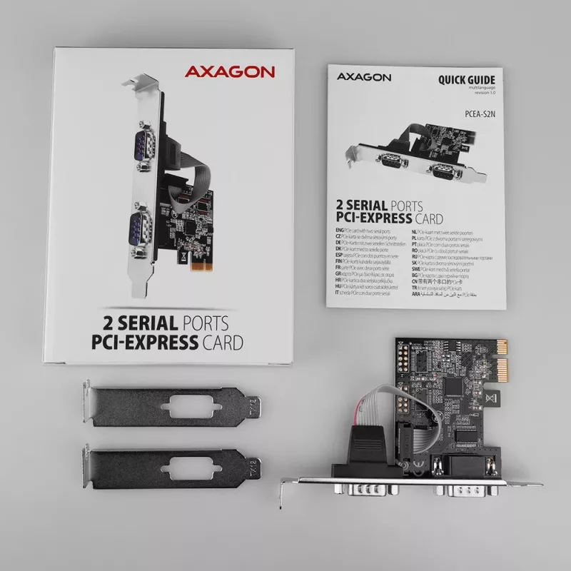 Axagon PCEA-S2N PCIe - 2x serie Schn. 250 kbps Adaptador con SP & LP