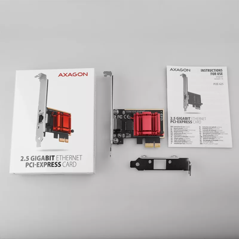 Axagon PCEE-G25 PCIe - Adaptador 2.5 Gigabit Ethernet Realtek 8125, PXE, con SP & LP