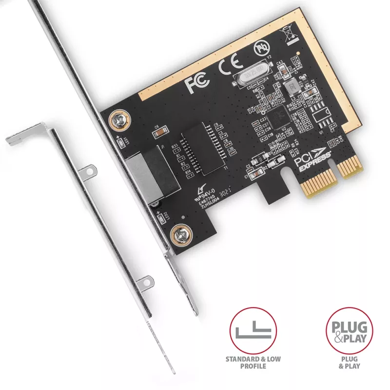 Axagon PCEE-GRF PCIe - Adaptador Gigabit Ethernet Realtek 8111F incl. SP & LP