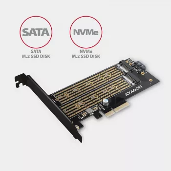 Axagon PCEM2-D PCIe x4 - Adaptador de ranura M.2 NVMe M-Key + SATA B-Key con SP & LP