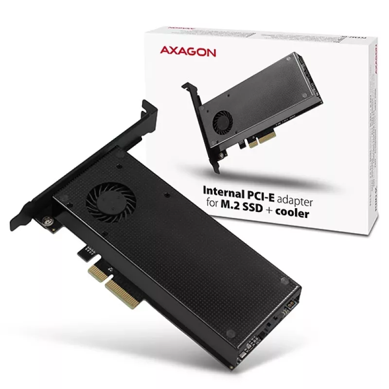 Axagon PCEM2-DC PCIe x4 - Adaptador de ranura M.2 NVMe M-Key + SATA B-Key con disipador, SP & LP