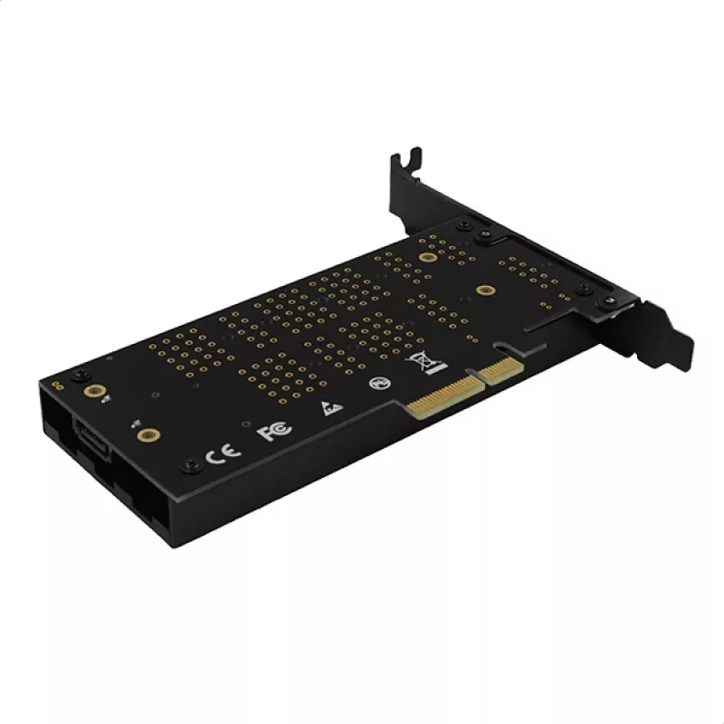 Axagon PCEM2-DC PCIe x4 - Adaptador de ranura M.2 NVMe M-Key + SATA B-Key con disipador, SP & LP