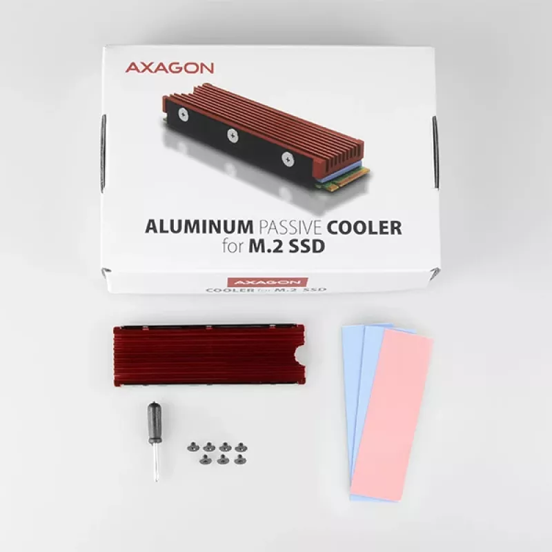 Axagon CRL-M2 Disipador pasivo de aluminio para todas las SSD M.2, tamaño 2280, 12 mm de alto.