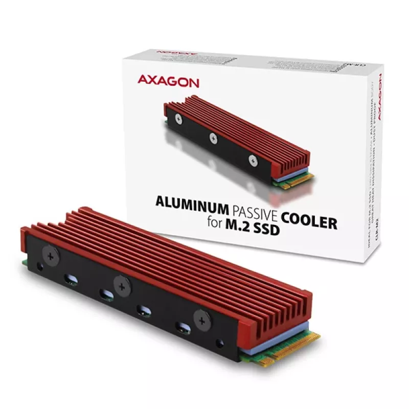 Axagon CRL-M2 Disipador pasivo de aluminio para todas las SSD M.2, tamaño 2280, 12 mm de alto.