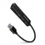 Axagon HMA-GL3A Hub multipuerto USB 3.0 Type-A Gbit-LAN 3x USB-A microSD con cable USB 3.2 Gen 1 (3.1 Gen 1) Type-A negro