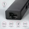 Axagon HMA-GL3A Hub multipuerto USB 3.0 Type-A Gbit-LAN 3x USB-A microSD con cable USB 3.2 Gen 1 (3.1 Gen 1) Type-A negro