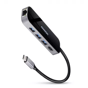 Axagon HMC-6GL Hub USB 3.2 Gen 1, 3x USB-A, HDMI 4K/30Hz, RJ-45, PD 100W, cable USB-C de 20 cm