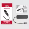 Axagon HMC-6GL Hub USB 3.2 Gen 1, 3x USB-A, HDMI 4K/30Hz, RJ-45, PD 100W, cable USB-C de 20 cm