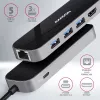 Axagon HMC-6GL Hub USB 3.2 Gen 1, 3x USB-A, HDMI 4K/30Hz, RJ-45, PD 100W, cable USB-C de 20 cm