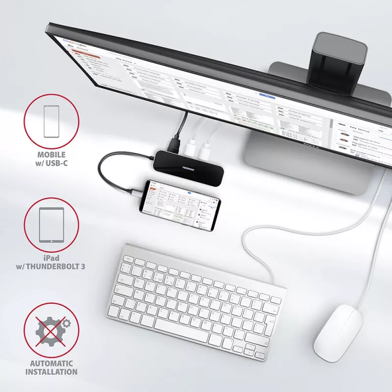 Axagon HMC-6GL Hub USB 3.2 Gen 1, 3x USB-A, HDMI 4K/30Hz, RJ-45, PD 100W, cable USB-C de 20 cm