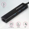 Hub USB-C Axagon HMC-GL3A 3x USB-A Gbit-LAN negro