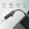 Hub USB-C Axagon HMC-GL3A 3x USB-A Gbit-LAN negro
