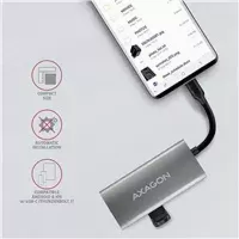 AXAGON HMC-4G2, Hub USB-C 3.2 Gen 2 10 Gb/s, puertos 2x USB-A + 2x USB-C, cable USB-C 13cm