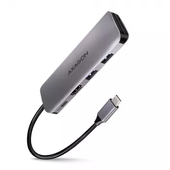 Axagon HMC-5 Hub USB 3.2 Gen 1, 2x USB-A, HDMI, SD/microSD, PD 100W, cable USB-C de 20 cm