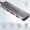 Axagon HMC-5 Hub USB 3.2 Gen 1, 2x USB-A, HDMI, SD/microSD, PD 100W, cable USB-C de 20 cm