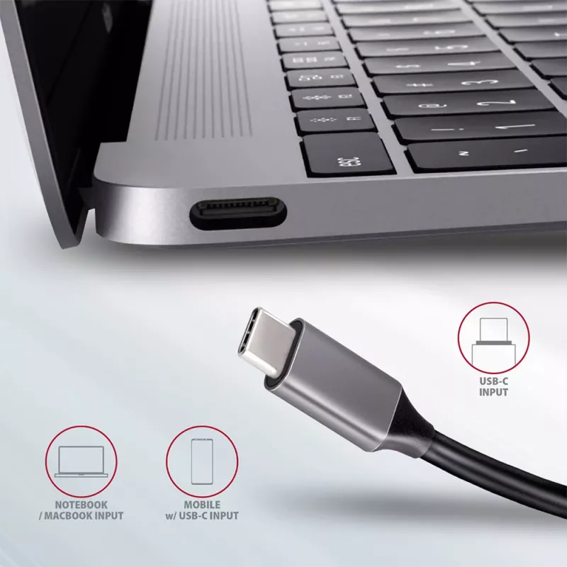 Axagon HMC-5 Hub USB 3.2 Gen 1, 2x USB-A, HDMI, SD/microSD, PD 100W, cable USB-C de 20 cm