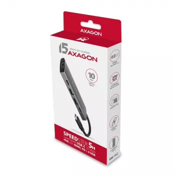 Axagon HMC-5G2 SPEEDSTER hub USB-C 5 en 1, 2x USB-A, 2x USB-C, HDMI, PD 60 W