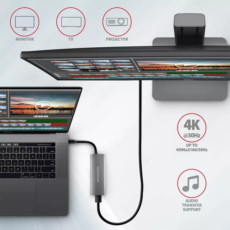 Axagon HMC-5G2 SPEEDSTER hub USB-C 5 en 1, 2x USB-A, 2x USB-C, HDMI, PD 60 W