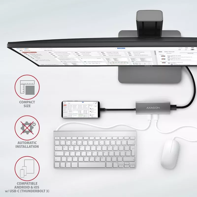 Axagon HMC-5G2 SPEEDSTER hub USB-C 5 en 1, 2x USB-A, 2x USB-C, HDMI, PD 60 W