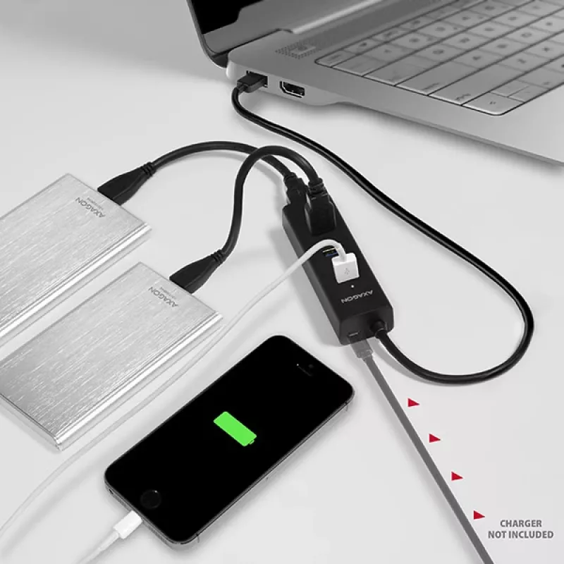 Axagon HUE-S2B Hub de carga 4x USB 3.0, alimentación por Micro-USB