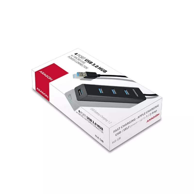 Axagon HUE-S2B Hub de carga 4x USB 3.0, alimentación por Micro-USB