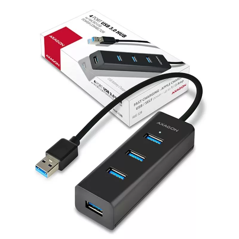 Axagon HUE-S2B Hub de carga 4x USB 3.0, alimentación por Micro-USB