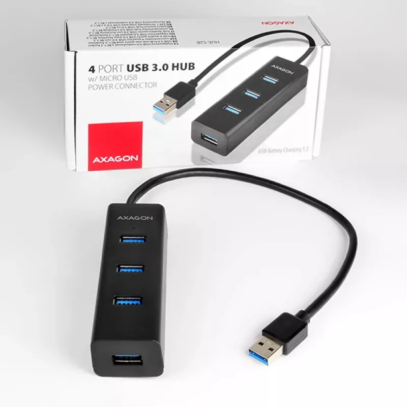Axagon HUE-S2B Hub de carga 4x USB 3.0, alimentación por Micro-USB